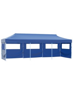 Сгъваема шатра с 5 странични стени, 3x9 м, синя