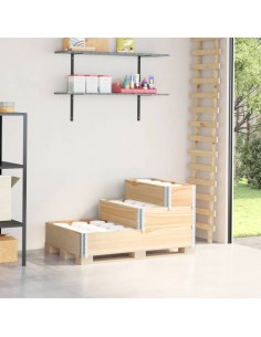 3-степенна повдигната леха 120x80 см масивна борова дървесина