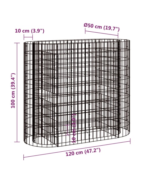Габион повдигната леха, поцинковано желязо, 120x50x100 cм