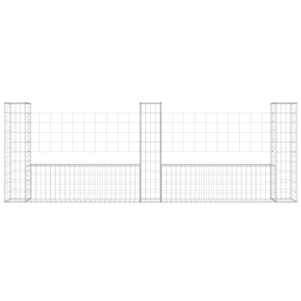 U-образна габионна кошница с 3 стълба, желязо, 260x20x100 см - VL151276 - Thumbnail 3