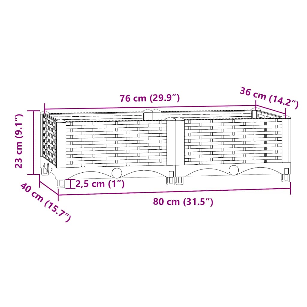Повдигната леха, 80x40x23 см, полипропилен - VL153305 - Image 8