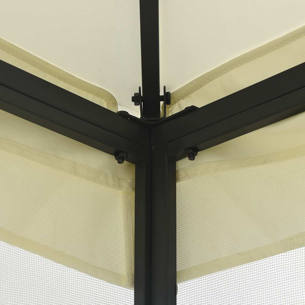 Градинска шатра с мрежи, 300x300x265 см, кремава - VL48595 - Thumbnail 5