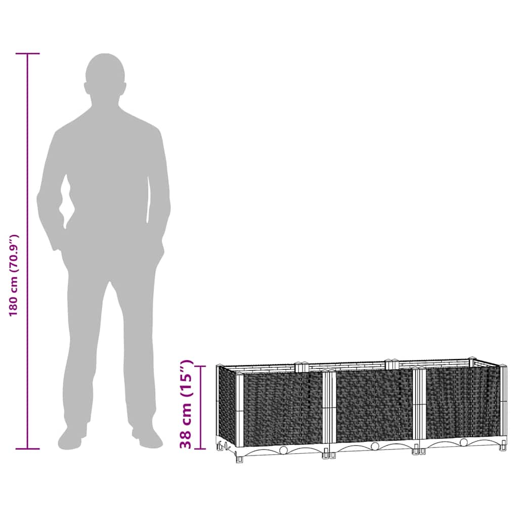 Повдигната леха, 120x40x38 см, полипропилен - VL153295 - Thumbnail 9