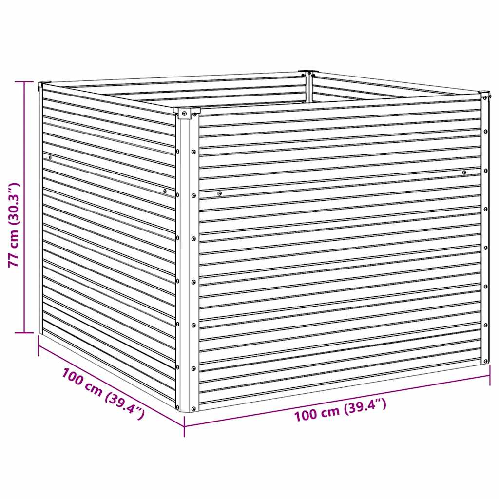 Повдигната леха, 100 x 100 x 77 см, поцинкована стомана, сива - VL42407 - Thumbnail 12
