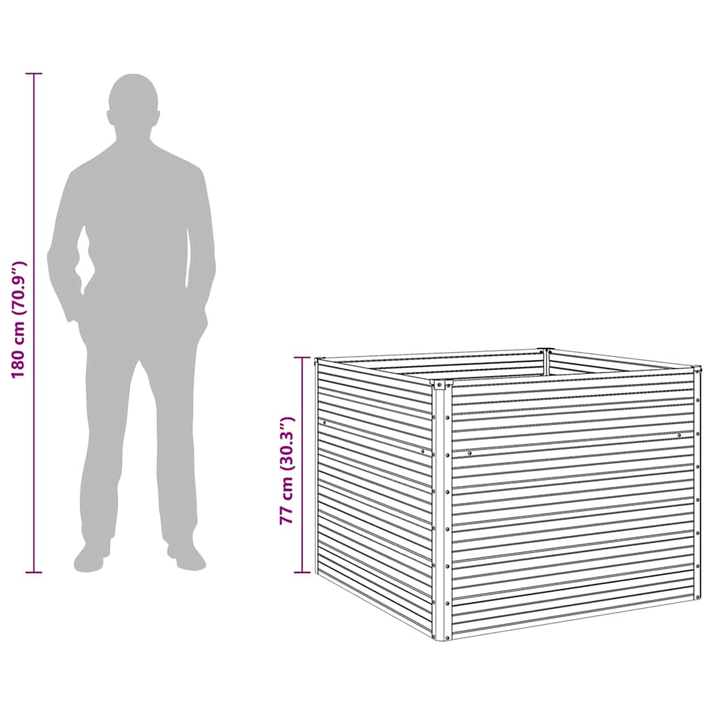 Повдигната леха, 100 x 100 x 77 см, поцинкована стомана, сива - VL42407 - Thumbnail 13