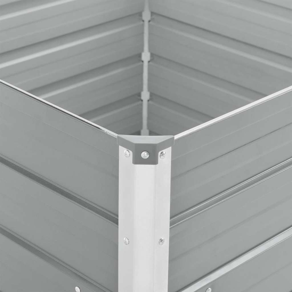 Повдигната леха, 100 x 100 x 77 см, поцинкована стомана, сива - VL42407 - Thumbnail 11