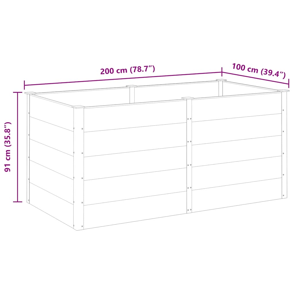 Градинска повдигната леха, 200x100x91 см, WPC, сива - VL318098 - Image 7