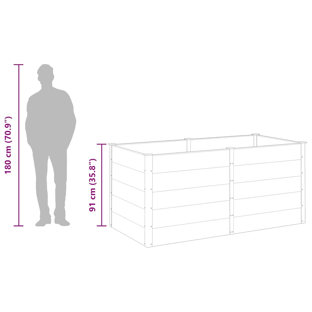 Градинска повдигната леха, 200x100x91 см, WPC, сива - VL318098 - Image 8