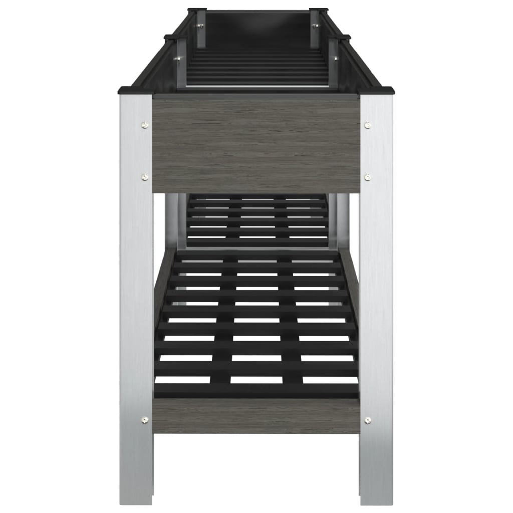 Градинска повдигната леха с рафт, сива, 200x50x75 см, WPC - VL362573 - Thumbnail 4
