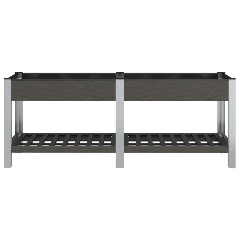 Градинска повдигната леха с рафт, сива, 200x50x75 см, WPC - VL362573 - Thumbnail 3