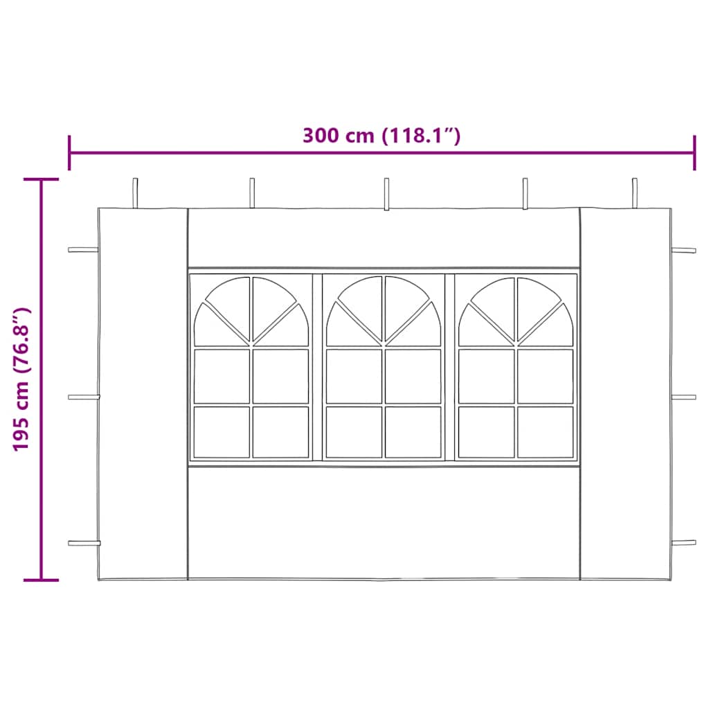 Странични стени за парти шатра, 2 бр, с прозорци, PE, антрацит - VL45117 - Thumbnail 10