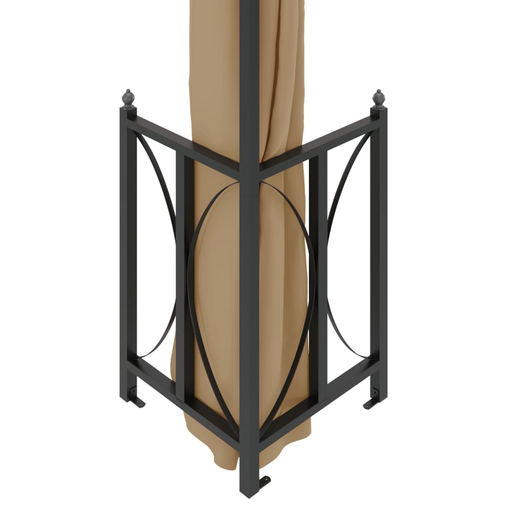 Беседка със странични стени и двоен покрив, 3х4 м, таупе - VL318545 - Thumbnail 5