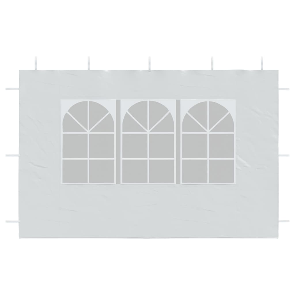 Странични стени за парти шатра, 2 бр, с прозорци, PE, бели  - VL45113 - Thumbnail 7