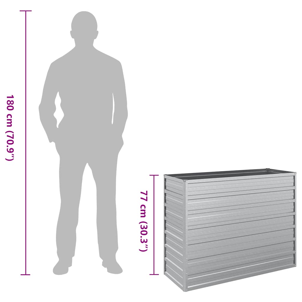 Повдигната градинска леха, 100x40x77 см, стомана, сребриста - VL316896 - Thumbnail 8