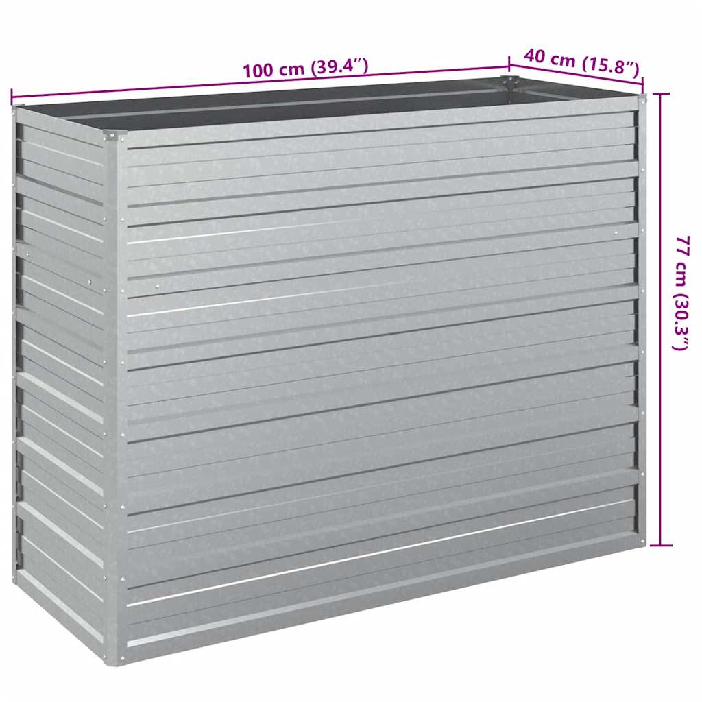 Повдигната градинска леха, 100x40x77 см, стомана, сребриста - VL316896 - Thumbnail 7