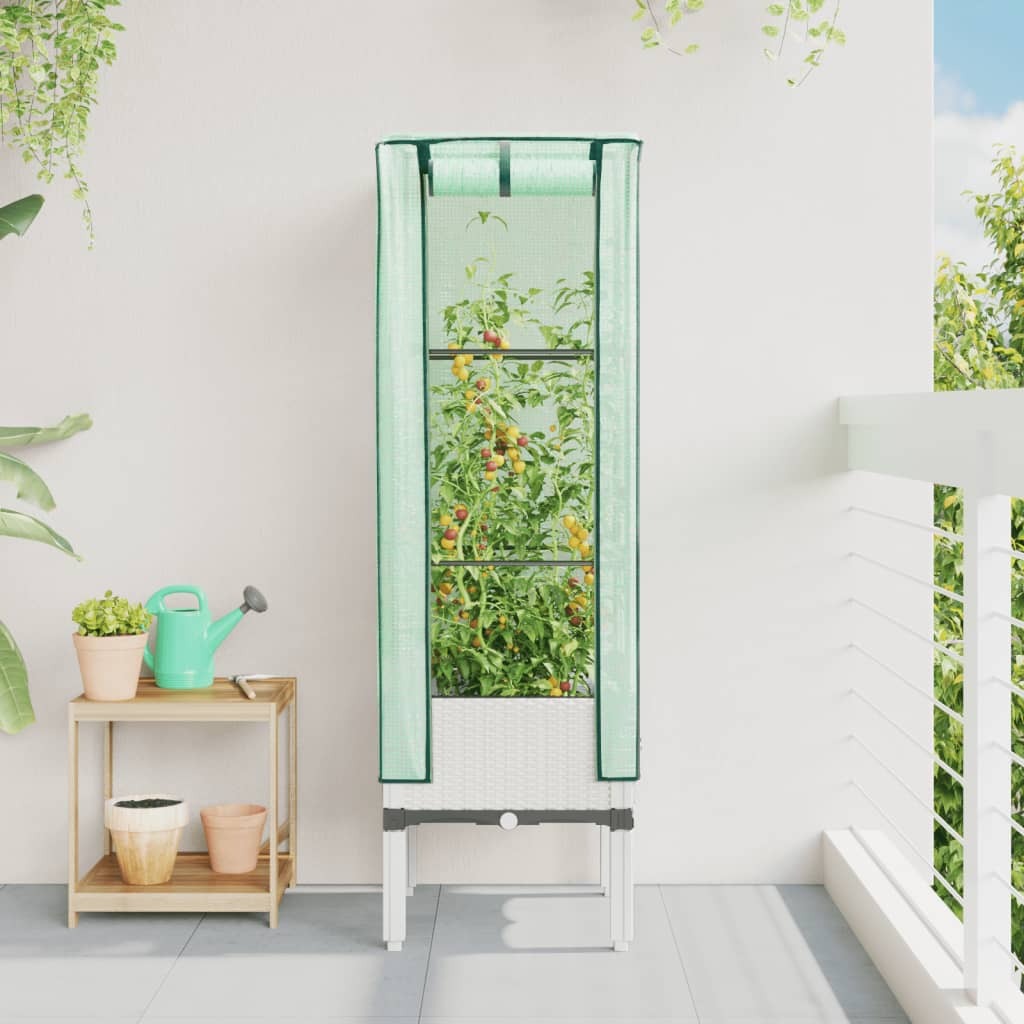 Повдигнато легло с оранжерия калъф, ратанов вид, 40x40x140 см - VL4015846 - Image 3