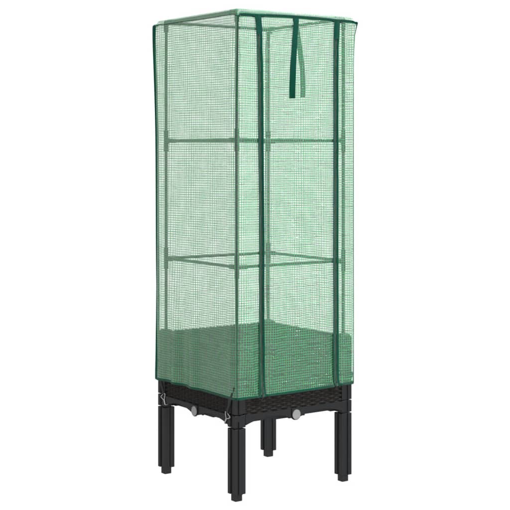 Повдигнато легло с оранжерия калъф, ратанов вид, 40x40x140 см - VL4015818 - Thumbnail 2