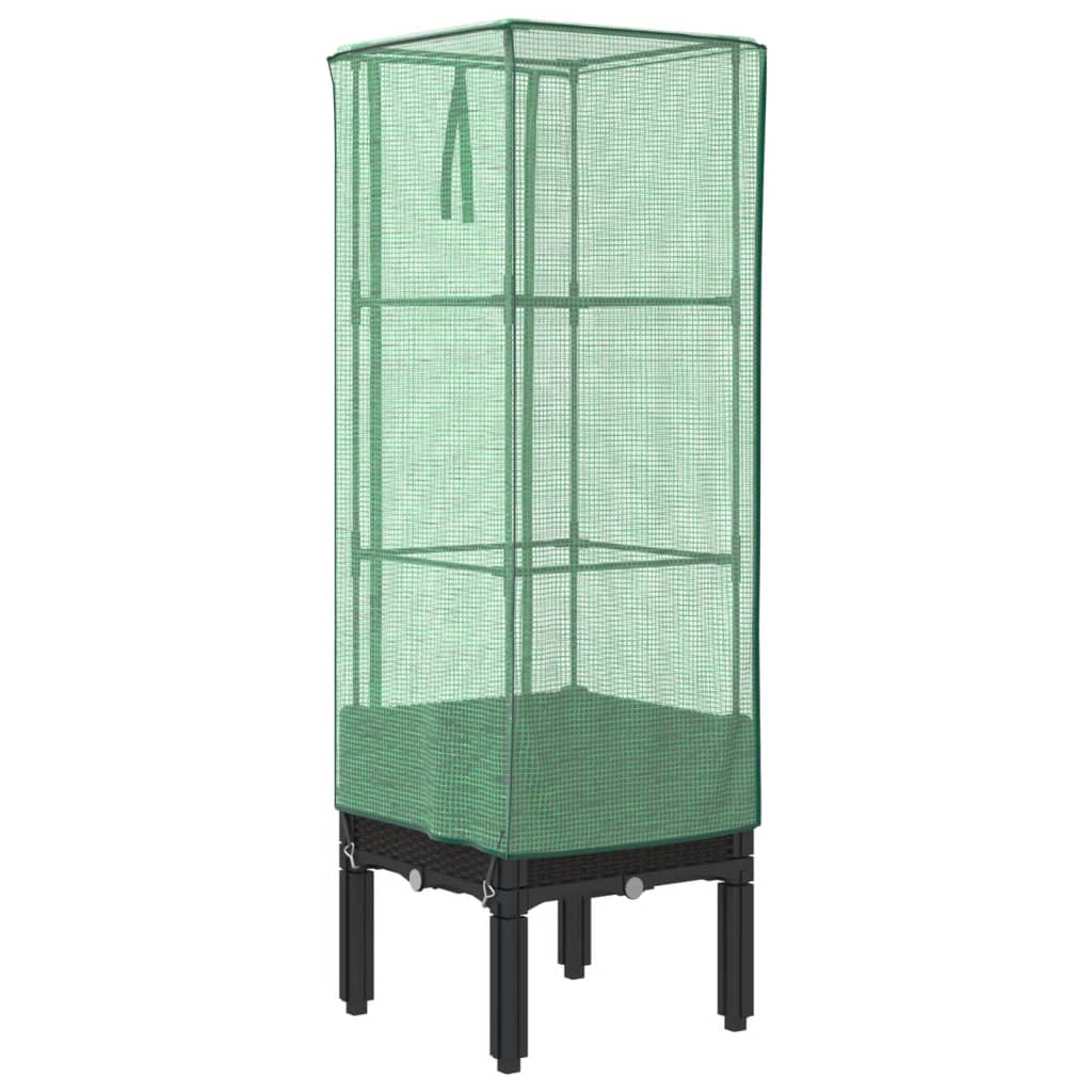 Повдигнато легло с оранжерия калъф, ратанов вид, 40x40x140 см - VL4015818 - Thumbnail 6