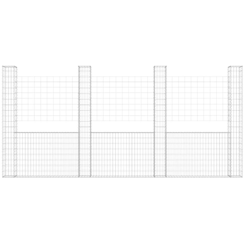 U-образна габионна кошница с 5 стълба, желязо, 500x20x200 см - VL151292 - Image 3