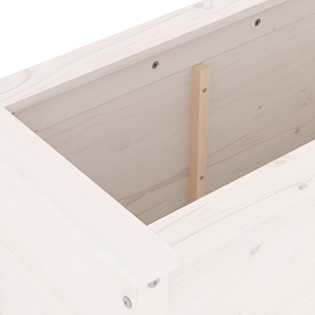 Градинско повдигнато легло, бяло, 119,5x40x78 см, бор масив - VL825290 - Thumbnail 7