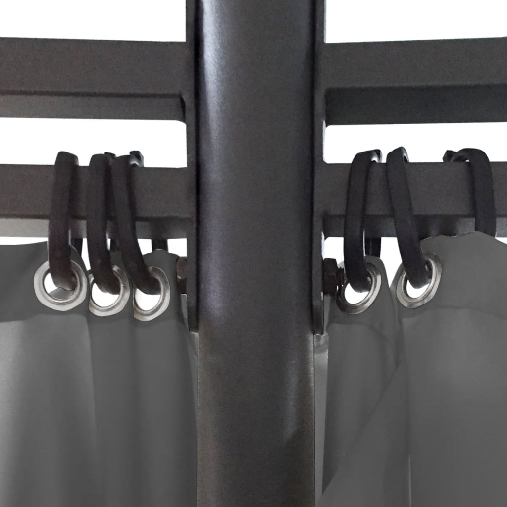 Градинска шатра със завеси кръгла 3,5х2,7 м антрацит - VL44762 - Thumbnail 5