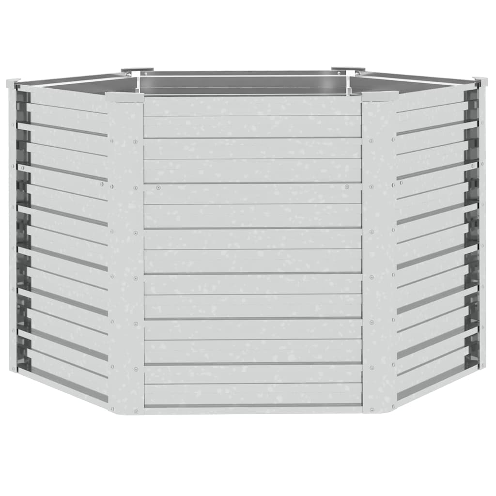 Повдигната градинска леха 129x77 см поцинкована стомана сребро - VL316898 - Image 3