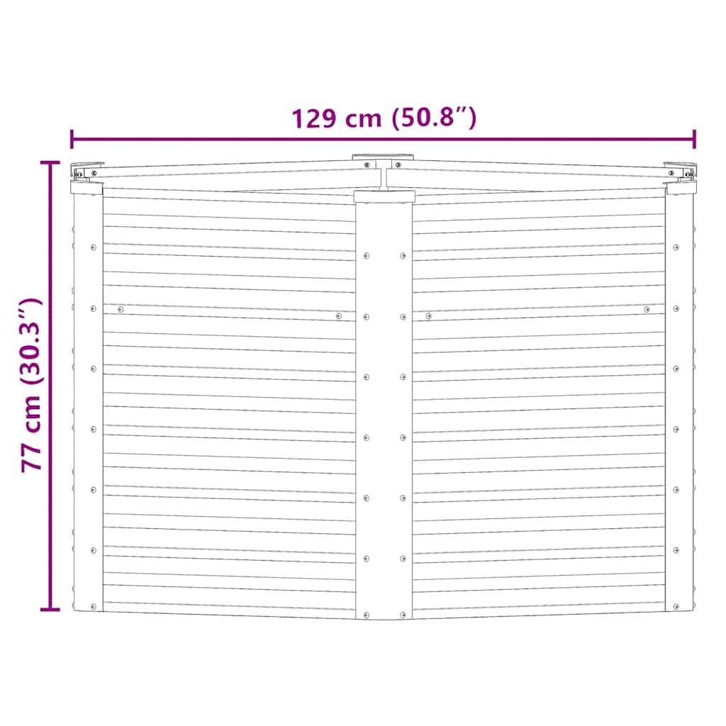 Повдигната градинска леха 129x77 см поцинкована стомана сребро - VL316898 - Image 9