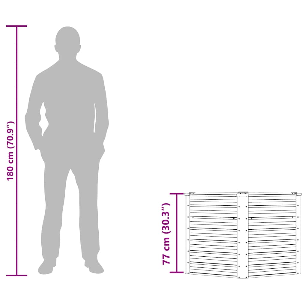 Повдигната градинска леха 129x77 см поцинкована стомана сребро - VL316898 - Image 10