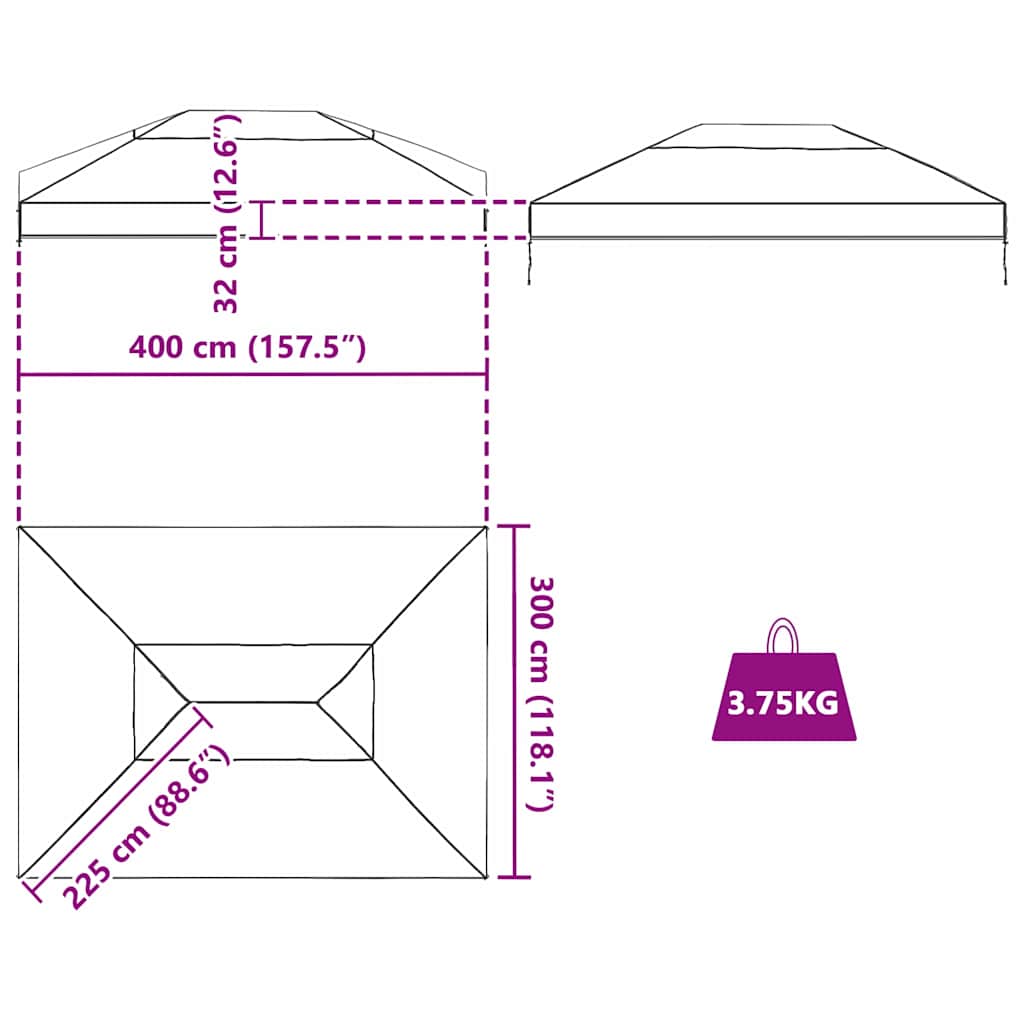 Сменяем покрив за беседка Прозрачен 400 x 300 x 32 см ПВЦ - VL42008411 - Thumbnail 9