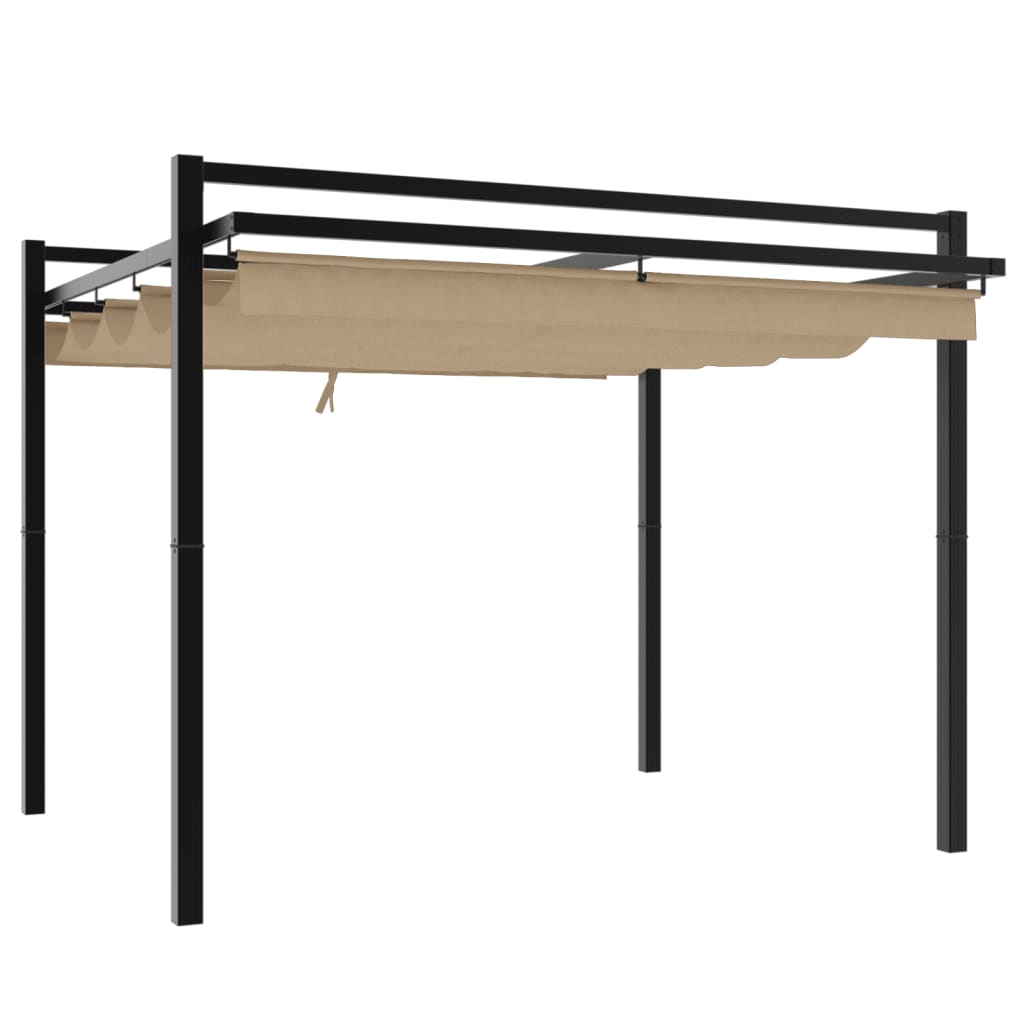 Градински навес с прибиращ се покрив, таупе, 3x3 м, алуминий - VL4003970 - Thumbnail 6