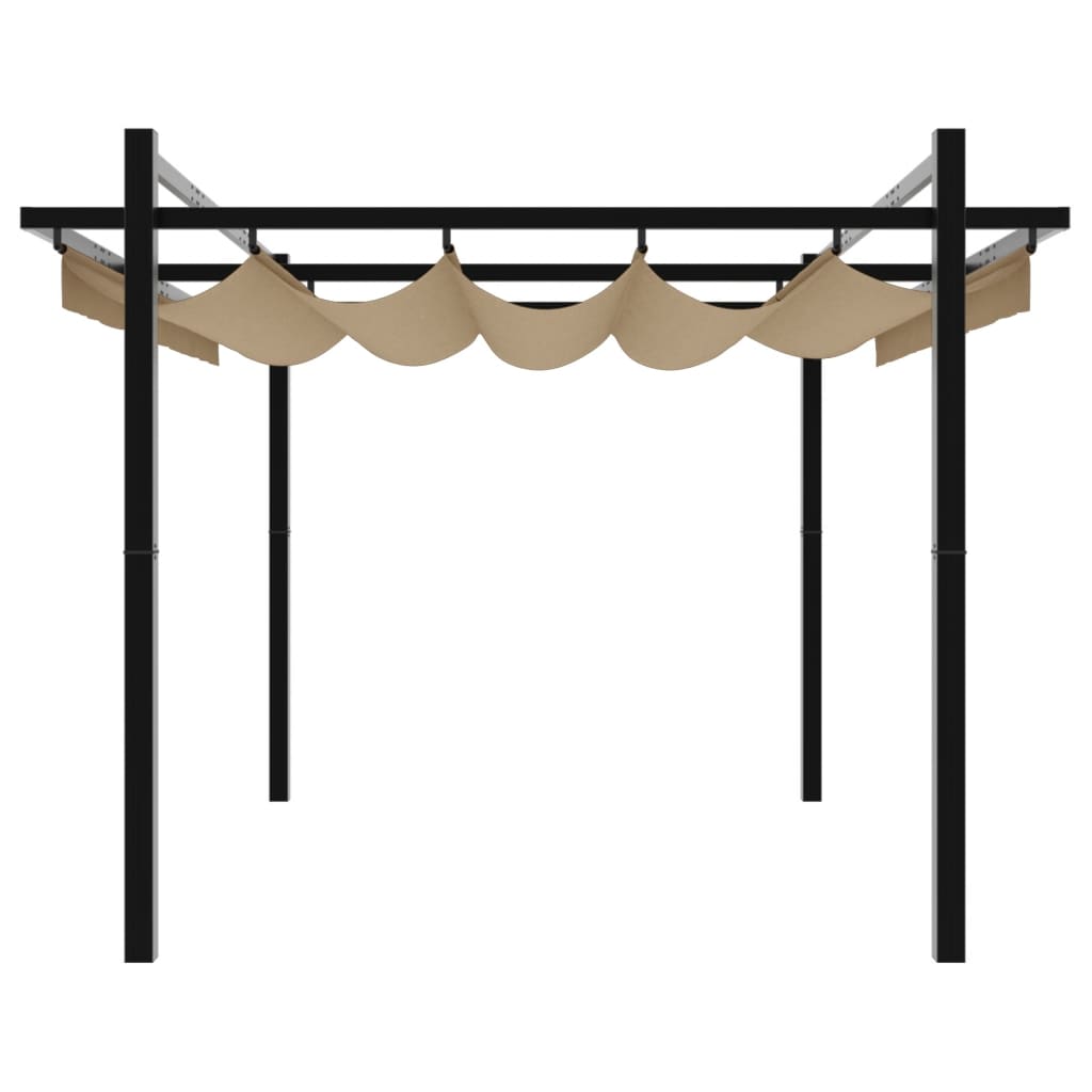 Градински навес с прибиращ се покрив, таупе, 3x3 м, алуминий - VL4003970 - Thumbnail 5