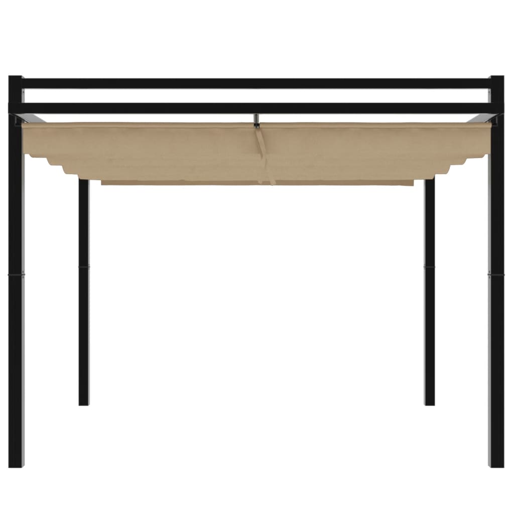 Градински навес с прибиращ се покрив, таупе, 3x3 м, алуминий - VL4003970 - Thumbnail 4