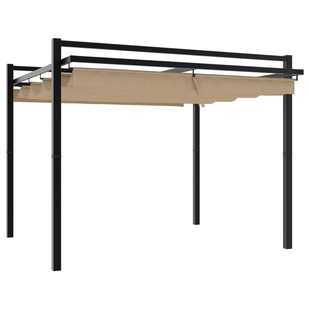 Градински навес с прибиращ се покрив, таупе, 3x3 м, алуминий - VL4003970 - Thumbnail 2