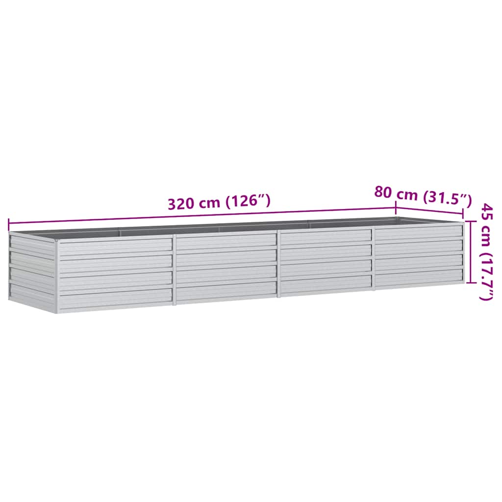 Повдигната градинска леха, 320x80x45 см, стомана, сребриста - VL316892 - Thumbnail 7