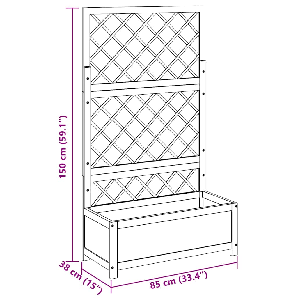 Повдигната леха с решетка, 85x38x150 см, акация масив - VL316542 - Image 9