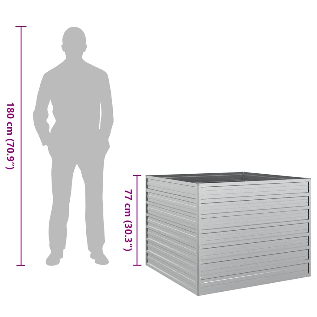 Повдигната градинска леха, 100x100x77 см, стомана, сребриста - VL316883 - Thumbnail 7