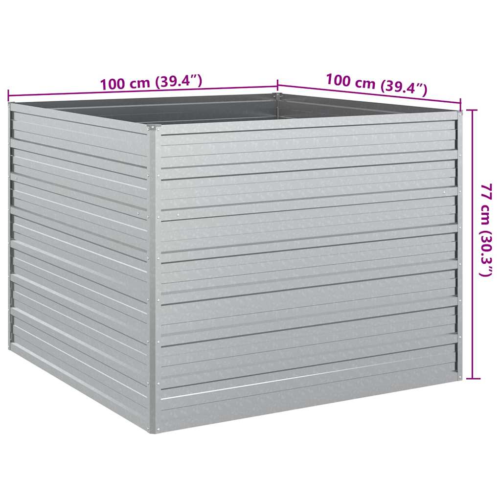 Повдигната градинска леха, 100x100x77 см, стомана, сребриста - VL316883 - Thumbnail 6