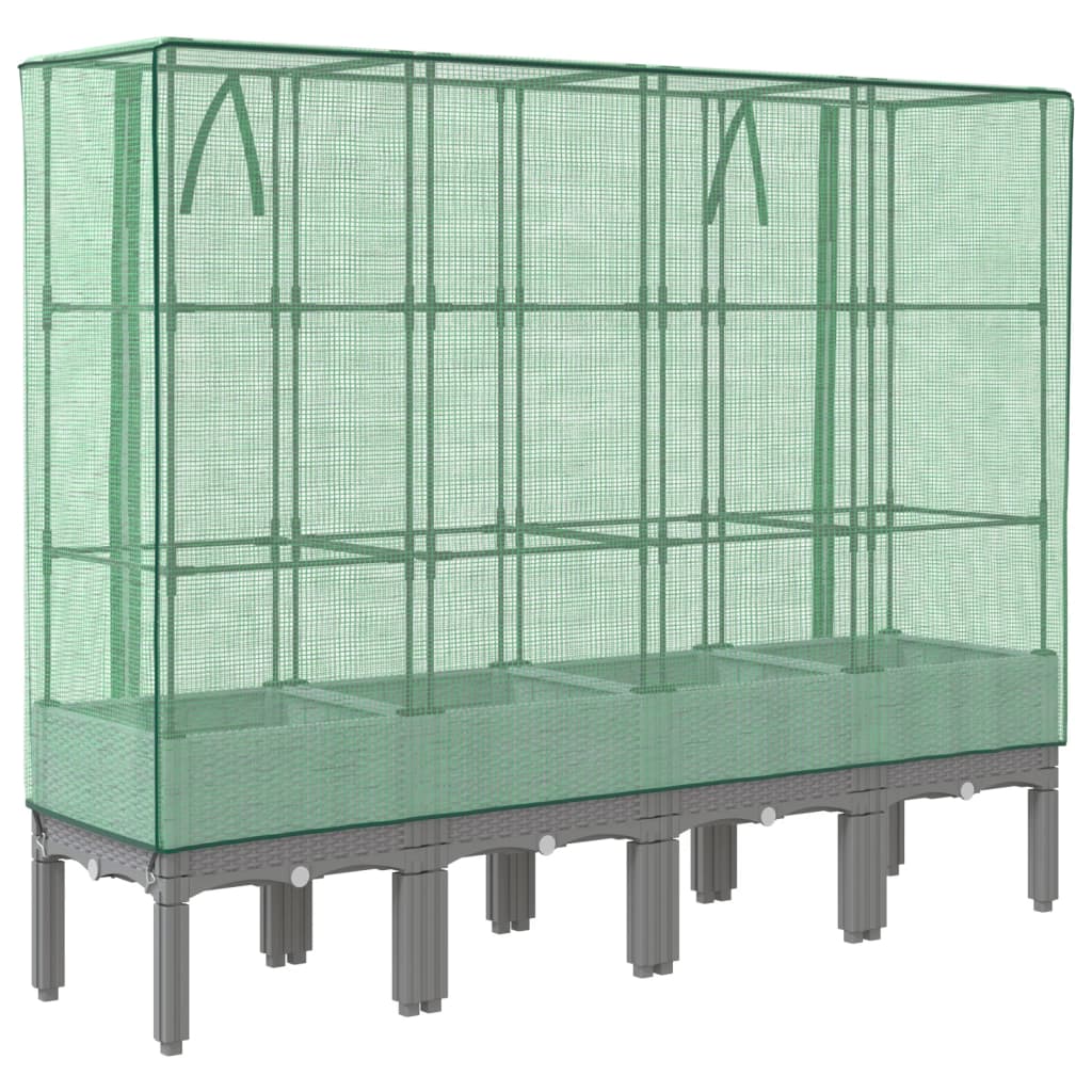 Повдигнато легло с оранжерия калъф, ратанов вид, 160x40x140 см - VL4015863 - Image 6