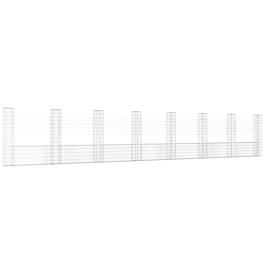 U-образна габионна кошница с 8 стълба, желязо, 860x20x150 см - VL151288 - Image 2