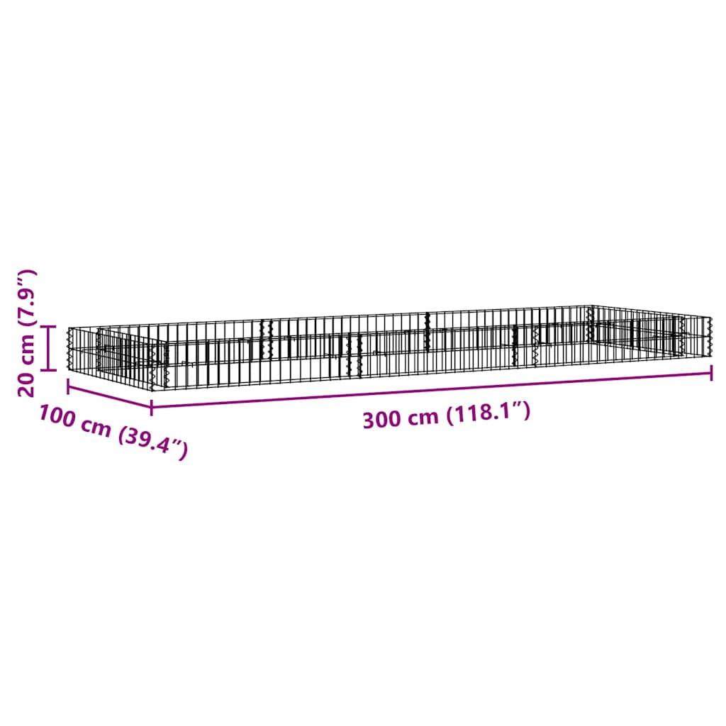 Габион повдигната леха, поцинкована стомана, 300x100x20 см - VL151313 - Thumbnail 9