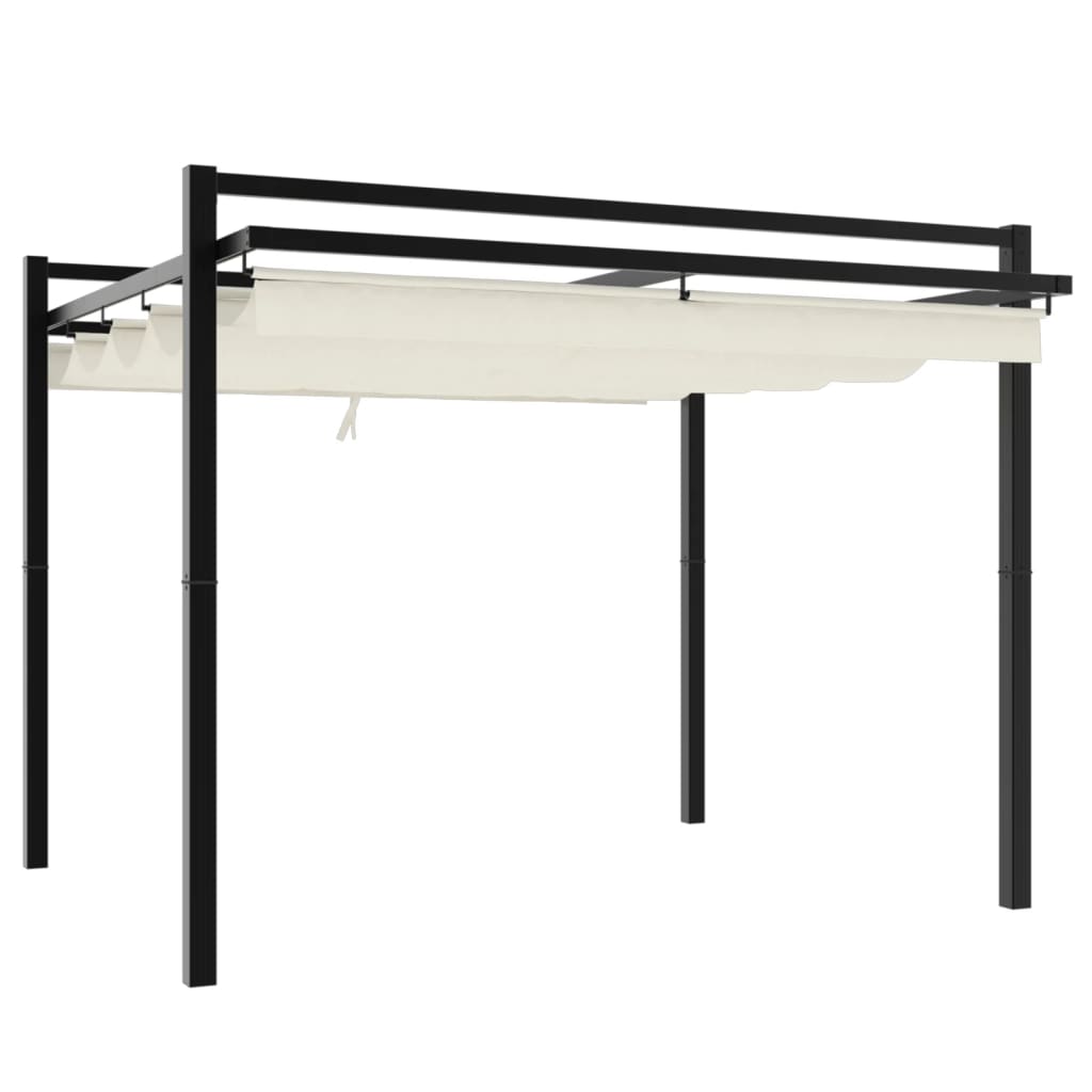 Градински навес с прибиращ се покрив, кремав, 3x3 м, алуминий - VL4003968 - Thumbnail 6