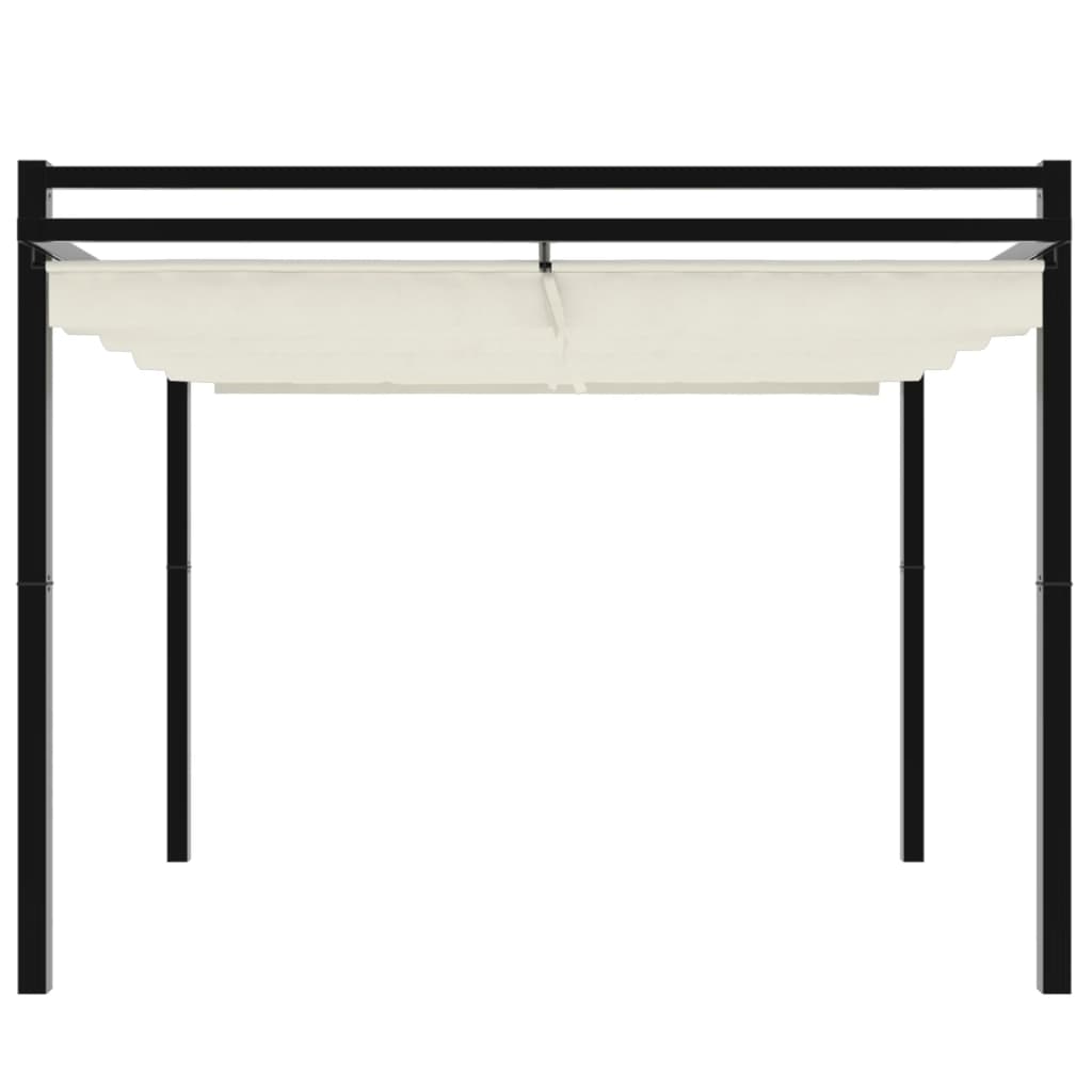 Градински навес с прибиращ се покрив, кремав, 3x3 м, алуминий - VL4003968 - Thumbnail 4