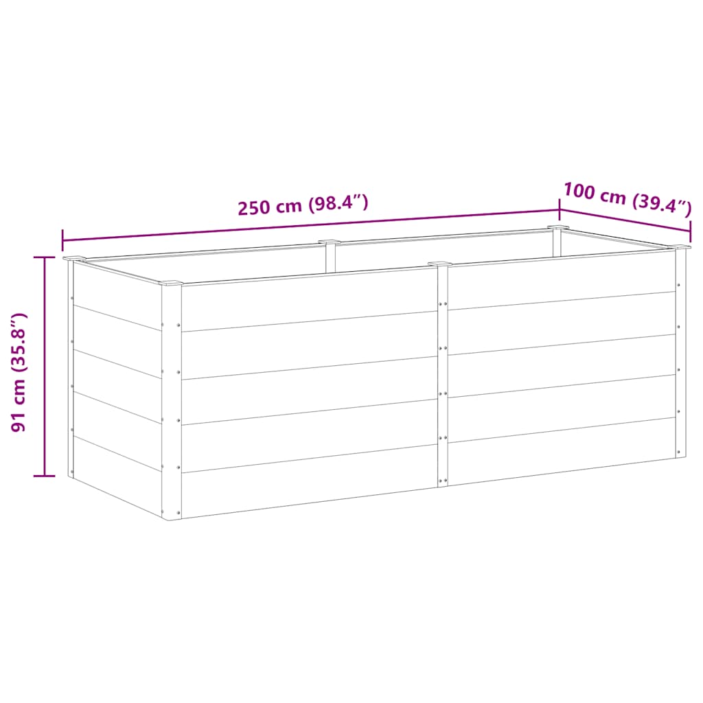 Градинска повдигната леха, 250x100x91 см, WPC, сива - VL49060 - Thumbnail 7