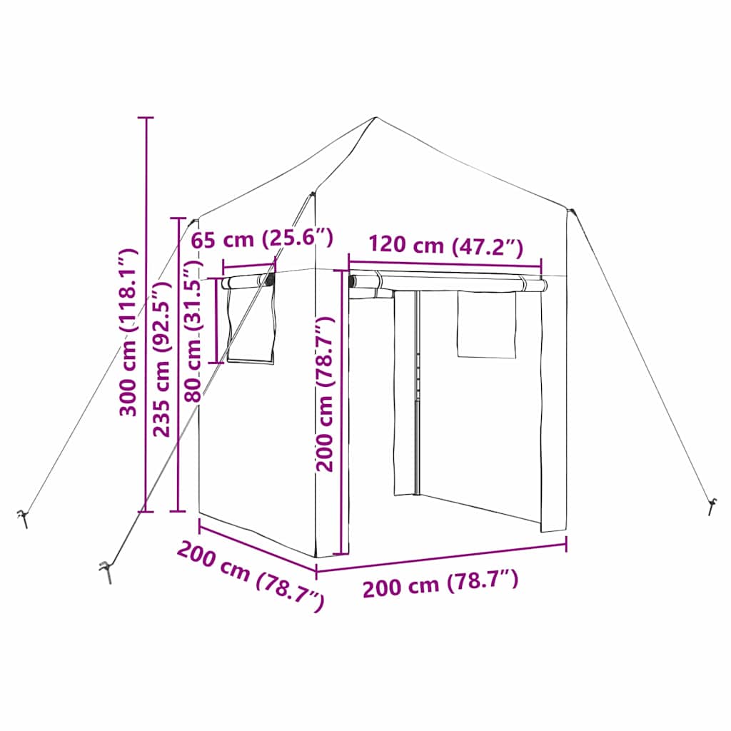 Оранжерия с поп-ъп рамка Зелен 200 x 200 x 300 см Желязо - Image 11