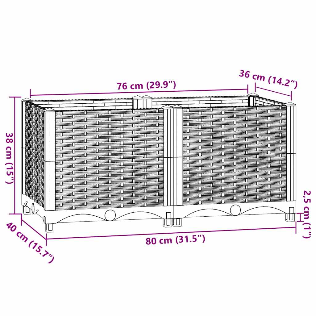 Повдигната леха 80x40x38 см, полипропилен - VL316531 - Thumbnail 8