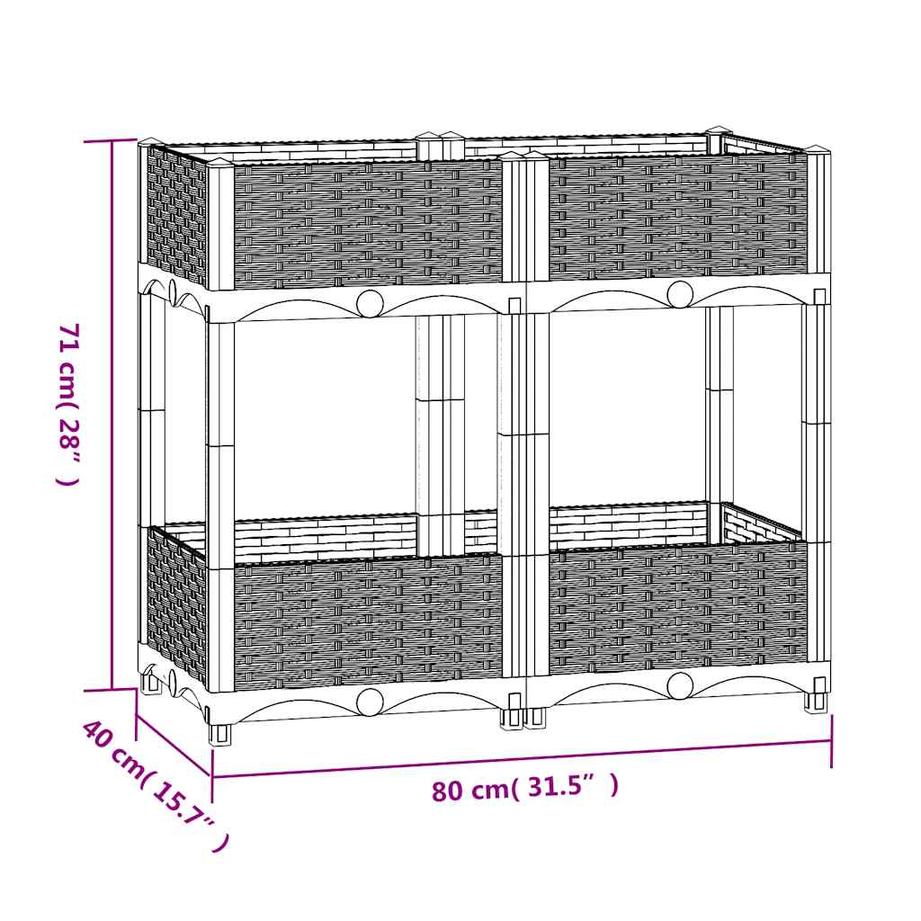 Повдигната леха, 80x40x71 см, полипропилен - VL153313 - Image 7