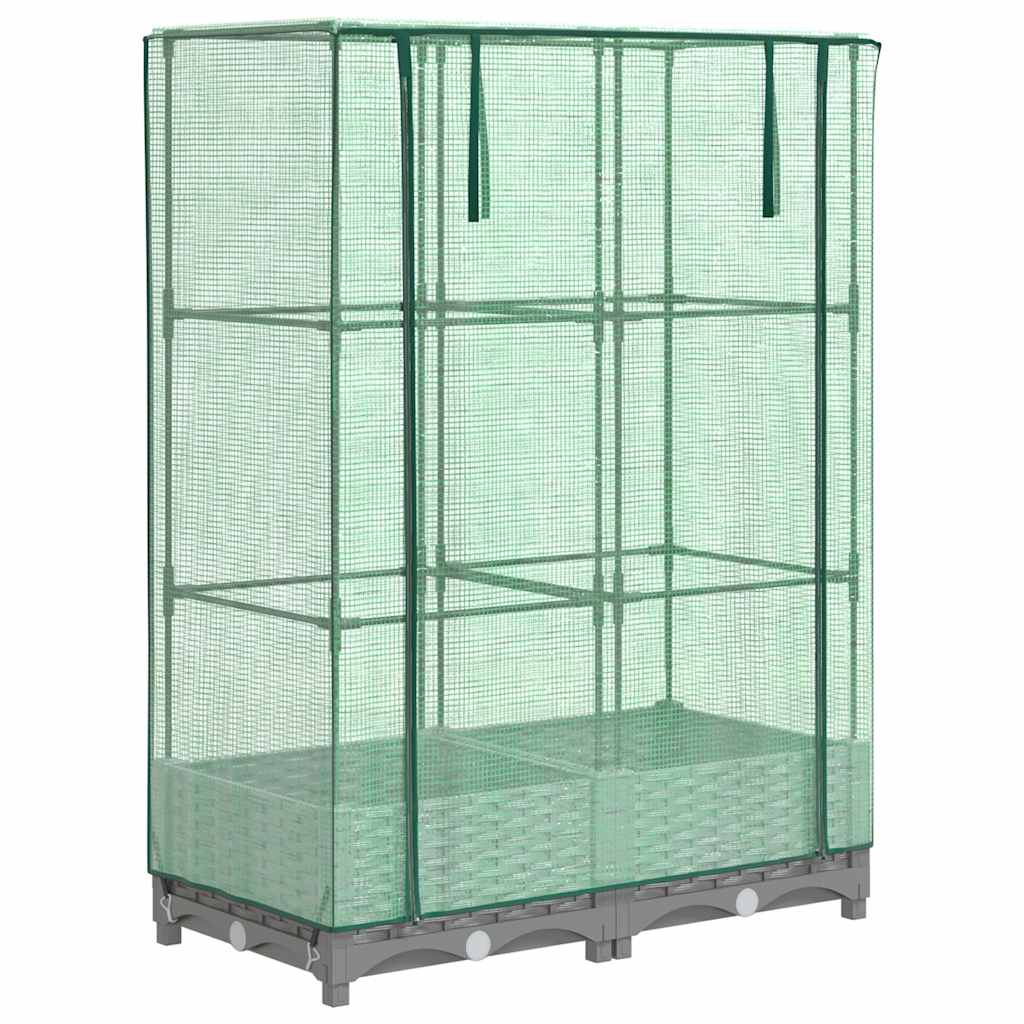 Повдигнато легло с оранжерия калъф, ратанов вид, 80x40x123 см - VL4015852 - Image 2