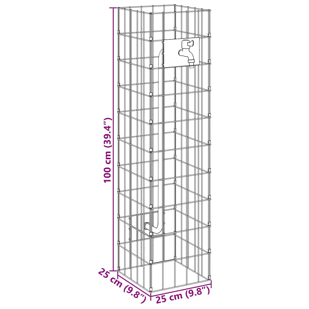 Габионен кран Сребрист 25 x 25 x 100 cm Неръждаема стомана - VL42013414 - Thumbnail 13