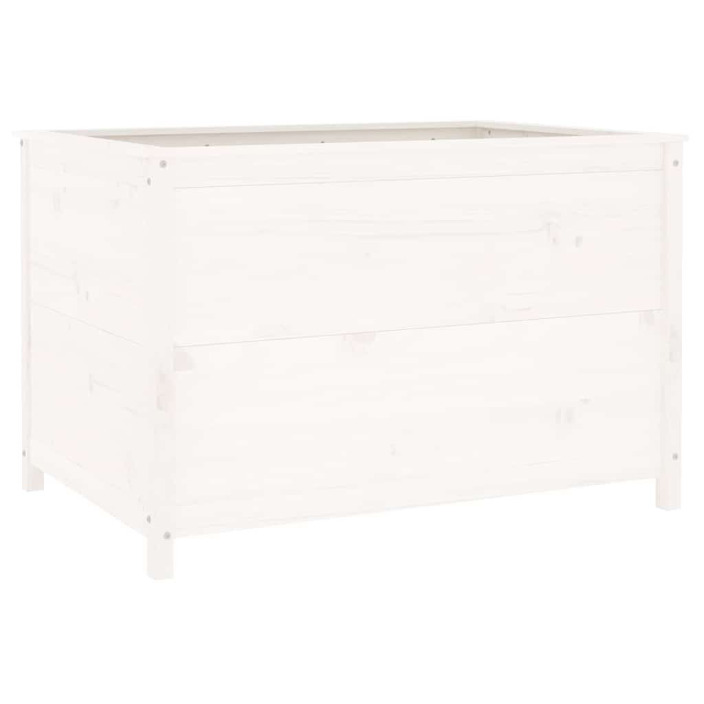 Градинско повдигнато легло, бяло, 119,5x82,5x78 см, бор масив - VL825311 - Thumbnail 6