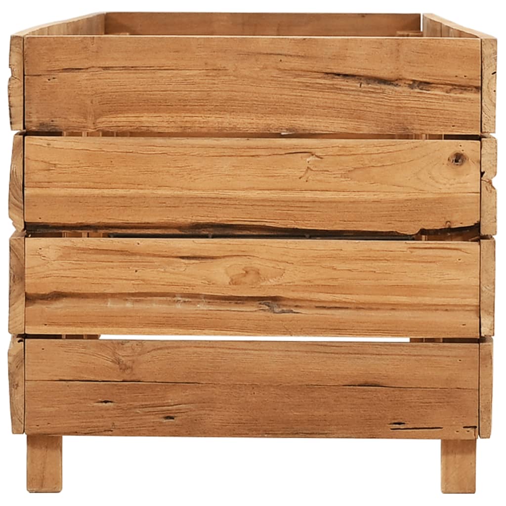 Повдигната леха 150x40x38 см рециклирано тиково дърво и стомана - VL47423 - Image 4